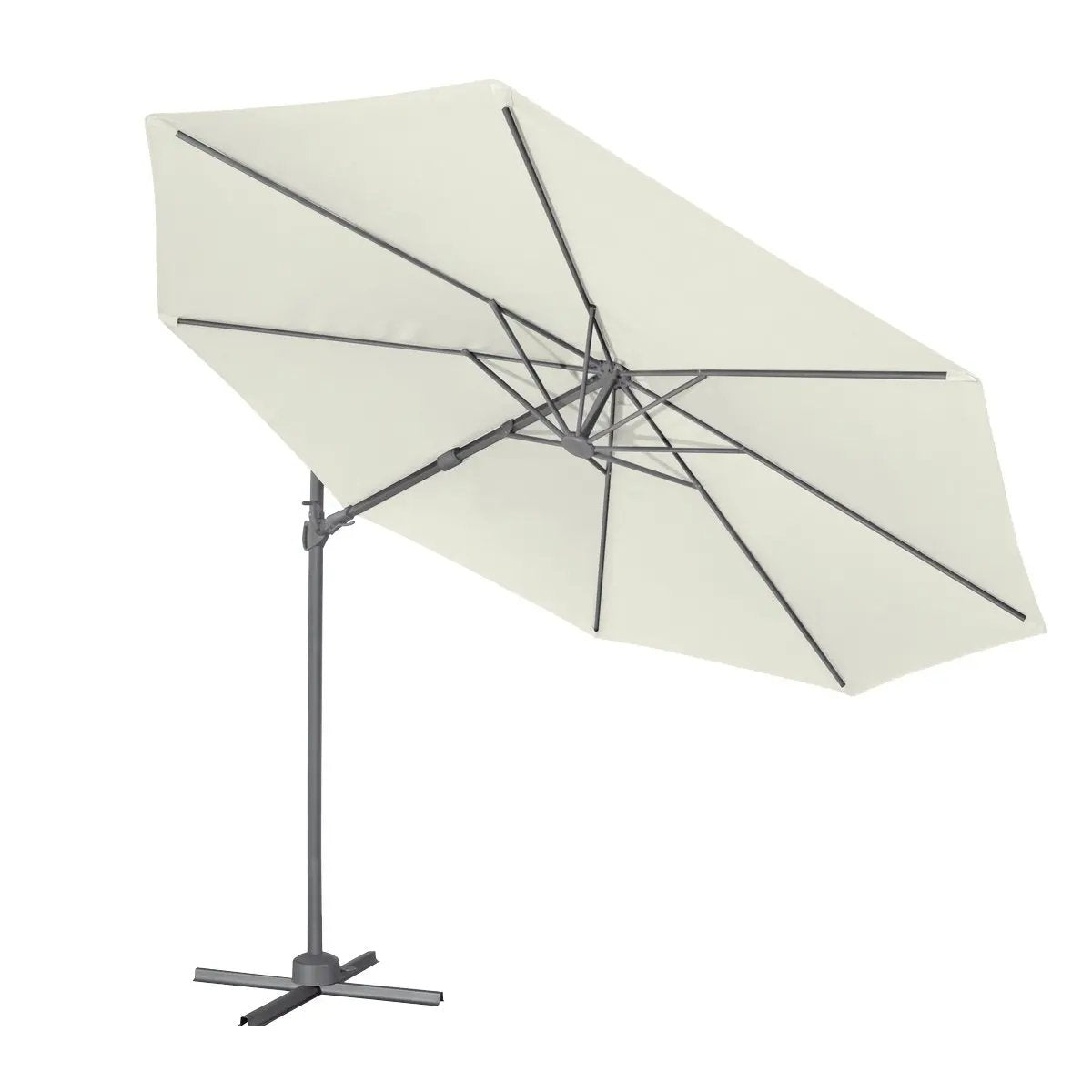 Dellonda DG268 Ø3m Garden/Patio Cantilever Parasol/Umbrella with Crank Handle 360° Rotation Tilt and Cover Cream Dellonda
