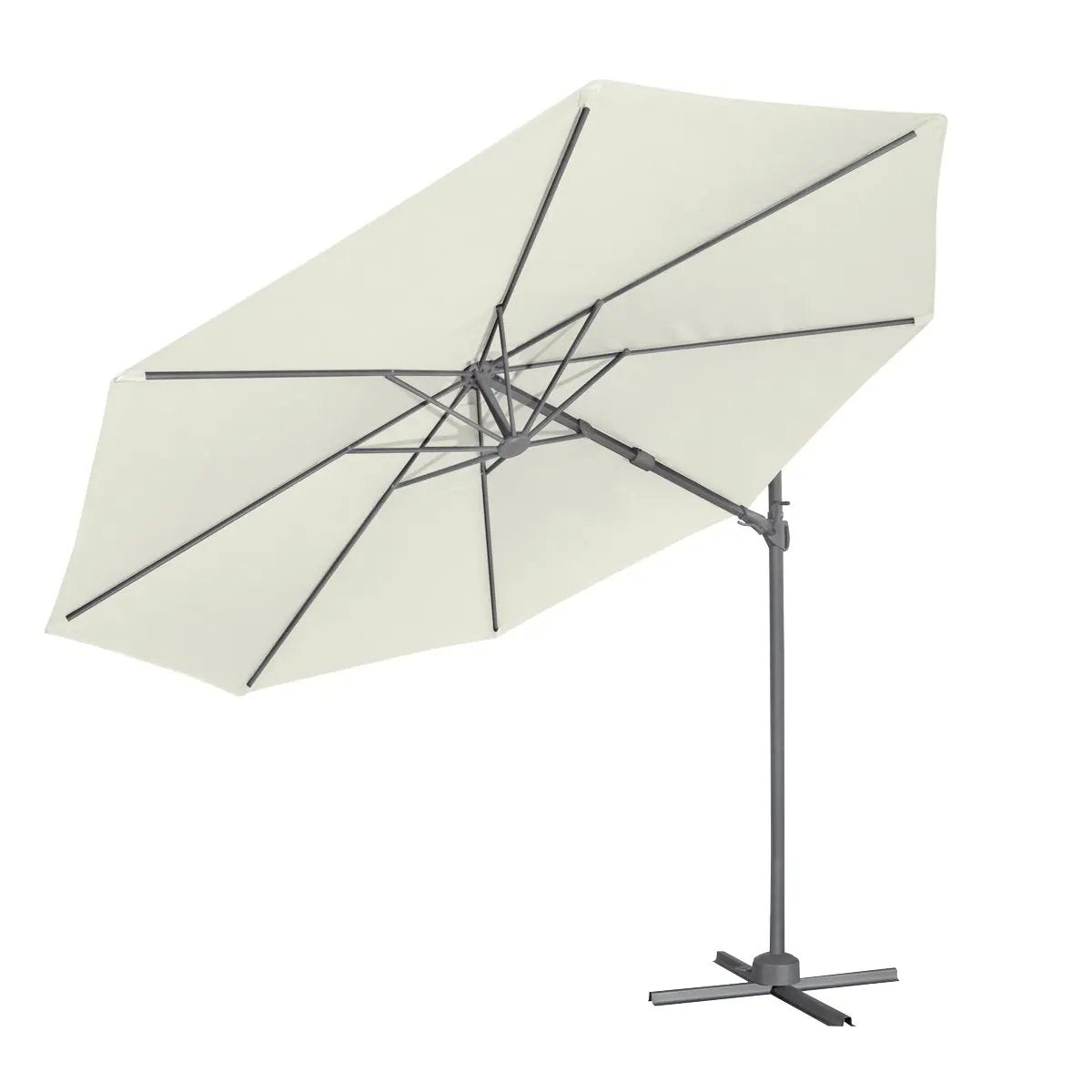 Dellonda DG268 Ø3m Garden/Patio Cantilever Parasol/Umbrella with Crank Handle 360° Rotation Tilt and Cover Cream Dellonda