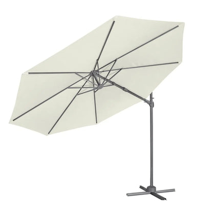 Dellonda DG268 Ø3m Garden/Patio Cantilever Parasol/Umbrella with Crank Handle 360° Rotation Tilt and Cover Cream Dellonda