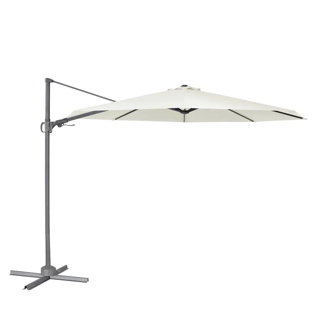 Dellonda DG268 Ø3m Garden/Patio Cantilever Parasol/Umbrella with Crank Handle 360° Rotation Tilt and Cover Cream Dellonda