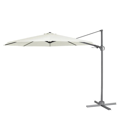 Dellonda DG268 Ø3m Garden/Patio Cantilever Parasol/Umbrella with Crank Handle 360° Rotation Tilt and Cover Cream Dellonda