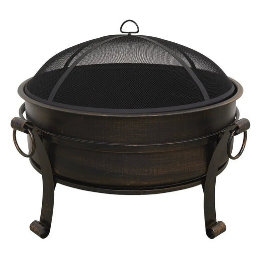Dellonda DG42 30" Deluxe 2-in-1 Outdoor Fire Pit & Coffee Table Antique Bronze Effect Dellonda