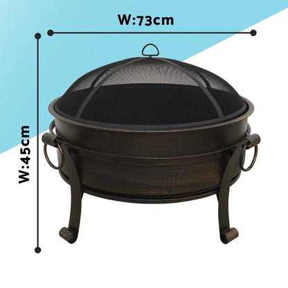 Dellonda DG42 30" Deluxe 2-in-1 Outdoor Fire Pit & Coffee Table Antique Bronze Effect Dellonda