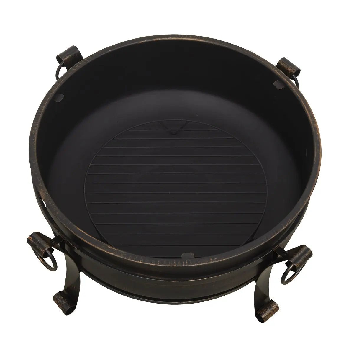 Dellonda DG42 30" Deluxe 2-in-1 Outdoor Fire Pit & Coffee Table Antique Bronze Effect Dellonda