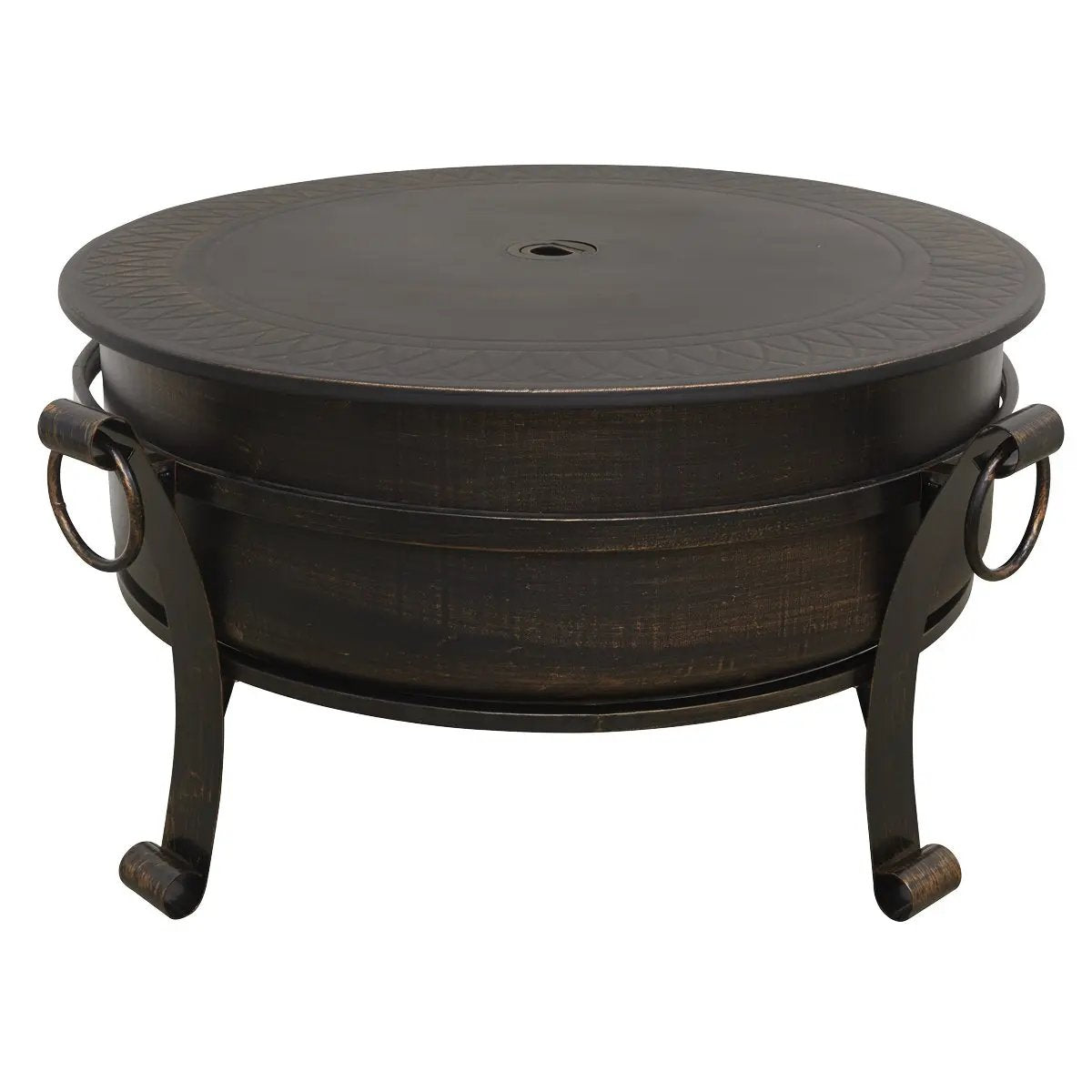 Dellonda DG42 30" Deluxe 2-in-1 Outdoor Fire Pit & Coffee Table Antique Bronze Effect Dellonda