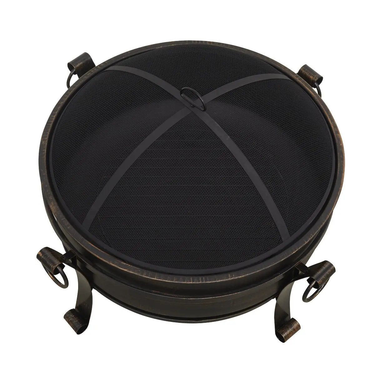 Dellonda DG42 30" Deluxe 2-in-1 Outdoor Fire Pit & Coffee Table Antique Bronze Effect Dellonda