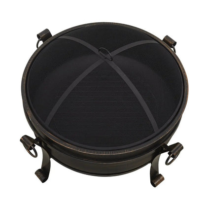 Dellonda DG42 30" Deluxe 2-in-1 Outdoor Fire Pit & Coffee Table Antique Bronze Effect Dellonda