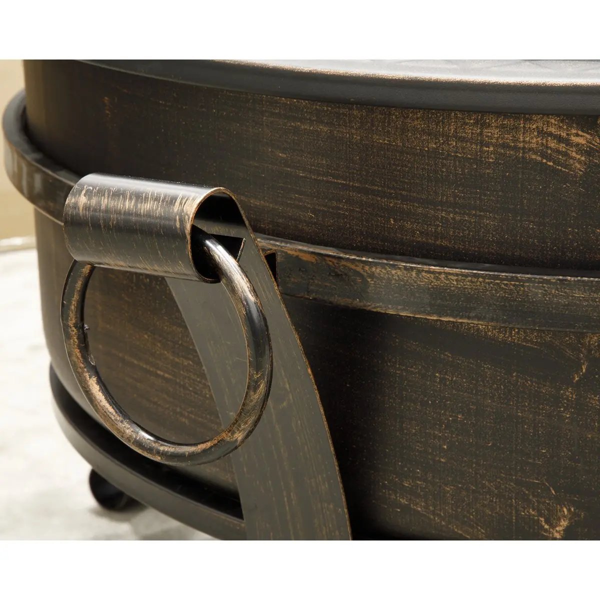 Dellonda DG42 30" Deluxe 2-in-1 Outdoor Fire Pit & Coffee Table Antique Bronze Effect Dellonda