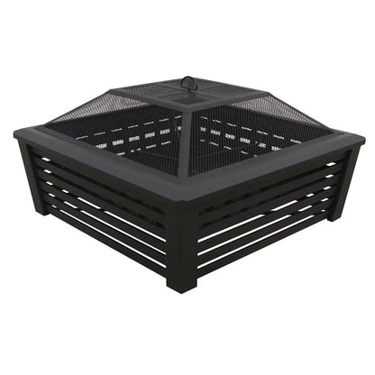 Dellonda DG43 35" Square Outdoor Fire Pit Black Dellonda