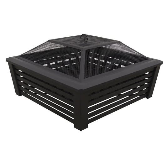 Dellonda DG43 35" Square Outdoor Fire Pit Black Dellonda