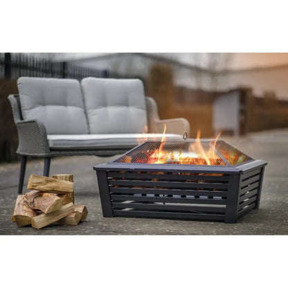 Dellonda DG43 35" Square Outdoor Fire Pit Black Dellonda