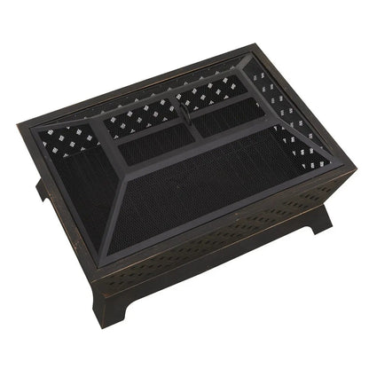 Dellonda DG44 35" Rectangular Outdoor Fire Pit Antique Bronze Effect Dellonda