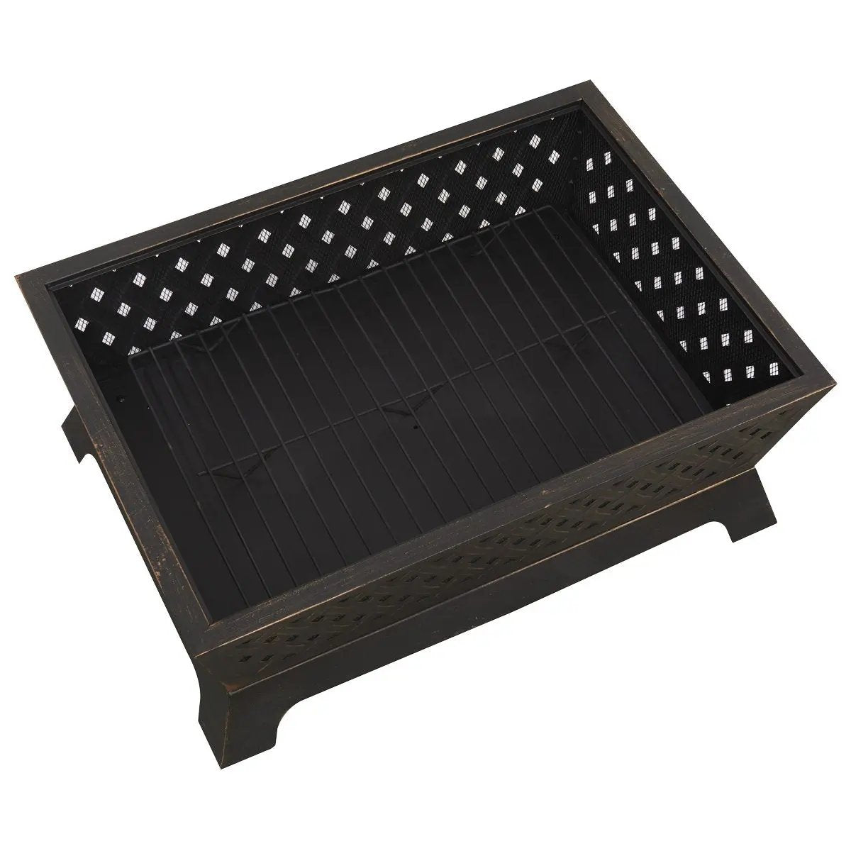 Dellonda DG44 35" Rectangular Outdoor Fire Pit Antique Bronze Effect Dellonda