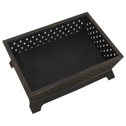 Dellonda DG44 35" Rectangular Outdoor Fire Pit Antique Bronze Effect Dellonda