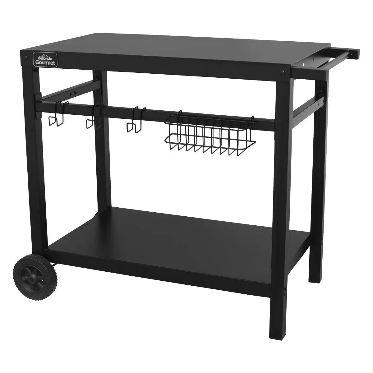Dellonda DG45 BBQ & Plancha Trolley for Outdoor Cooking with Utensil Holder Black Dellonda