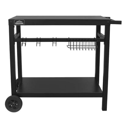 Dellonda DG45 BBQ & Plancha Trolley for Outdoor Cooking with Utensil Holder Black Dellonda