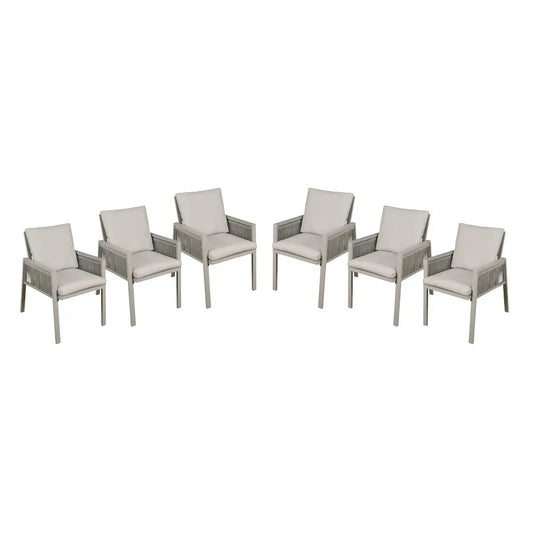 Dellonda DG49 Fusion Garden/Patio Dining Chair with Armrests Set of 6 Light Grey - DG49 Dellonda