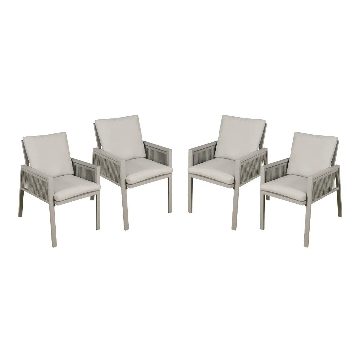Dellonda DG50 Fusion Garden/Patio Aluminium Dining Chair with Armrests Set of 4 Light Grey Dellonda