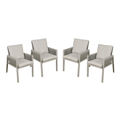 Dellonda DG50 Fusion Garden/Patio Aluminium Dining Chair with Armrests Set of 4 Light Grey Dellonda