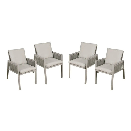 Dellonda DG50 Fusion Garden/Patio Aluminium Dining Chair with Armrests Set of 4 Light Grey Dellonda