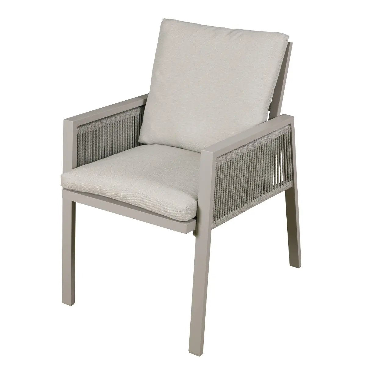 Dellonda DG50 Fusion Garden/Patio Aluminium Dining Chair with Armrests Set of 4 Light Grey Dellonda