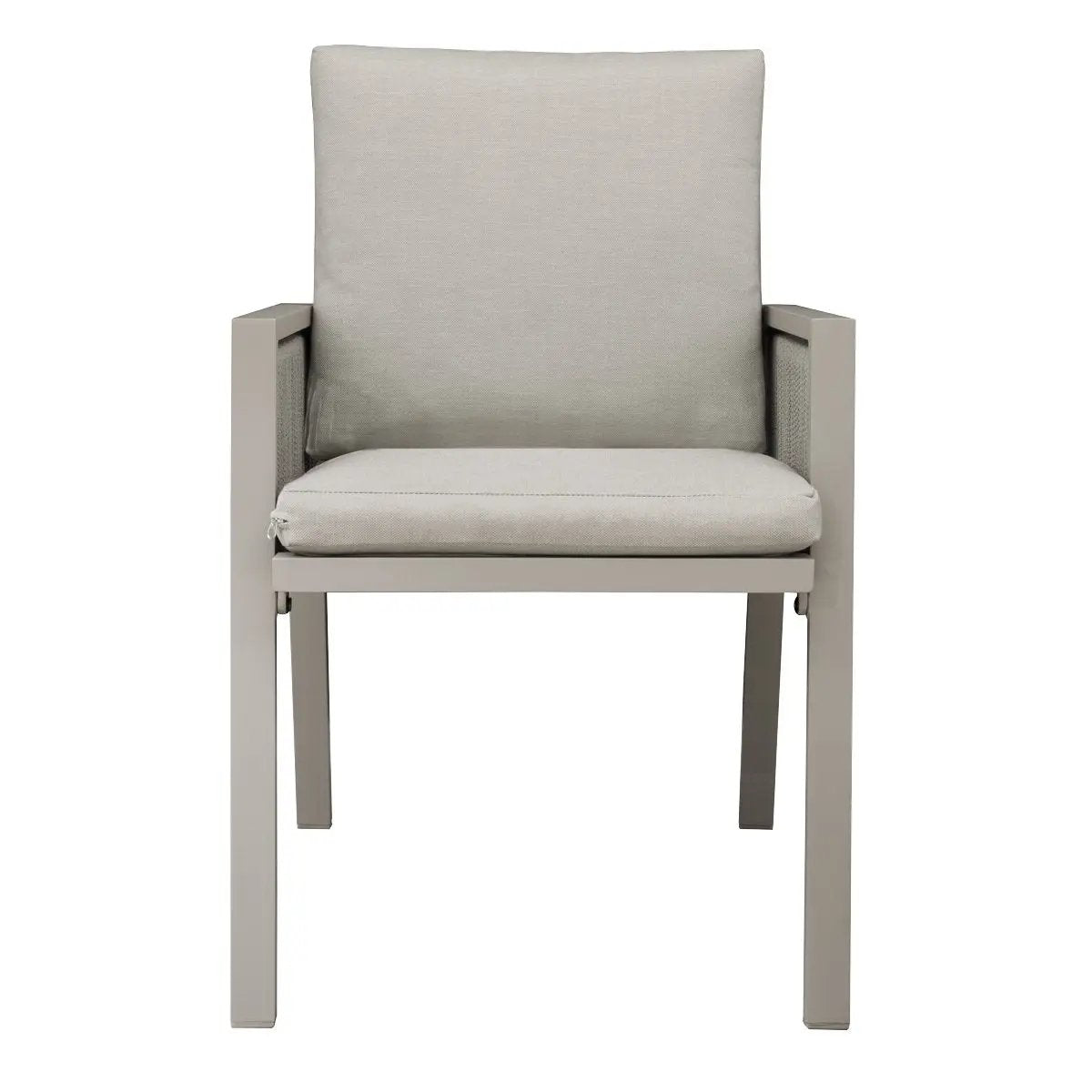 Dellonda DG50 Fusion Garden/Patio Aluminium Dining Chair with Armrests Set of 4 Light Grey Dellonda