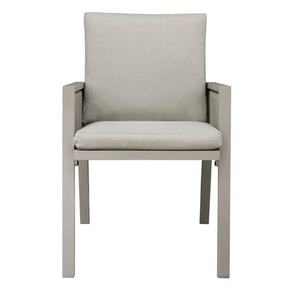 Dellonda DG50 Fusion Garden/Patio Aluminium Dining Chair with Armrests Set of 4 Light Grey Dellonda