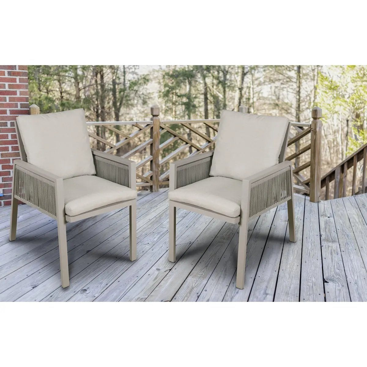Dellonda DG50 Fusion Garden/Patio Aluminium Dining Chair with Armrests Set of 4 Light Grey Dellonda