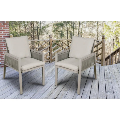 Dellonda DG50 Fusion Garden/Patio Aluminium Dining Chair with Armrests Set of 4 Light Grey Dellonda