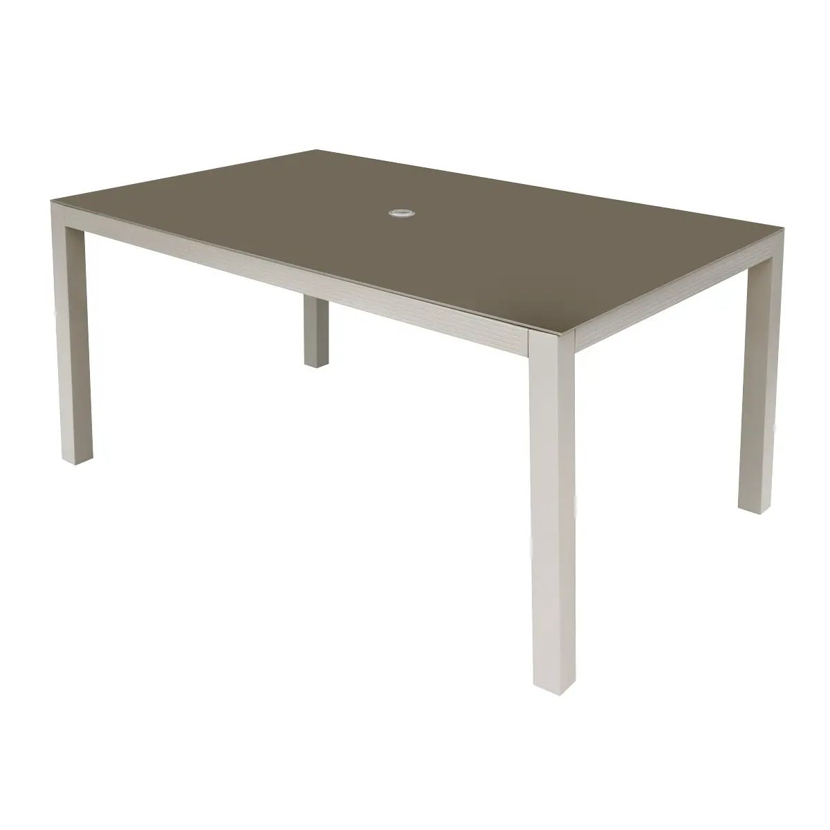 Dellonda DG51 Fusion Aluminium Glass Garden Dining Table with Parasol Hole Light Grey Dellonda