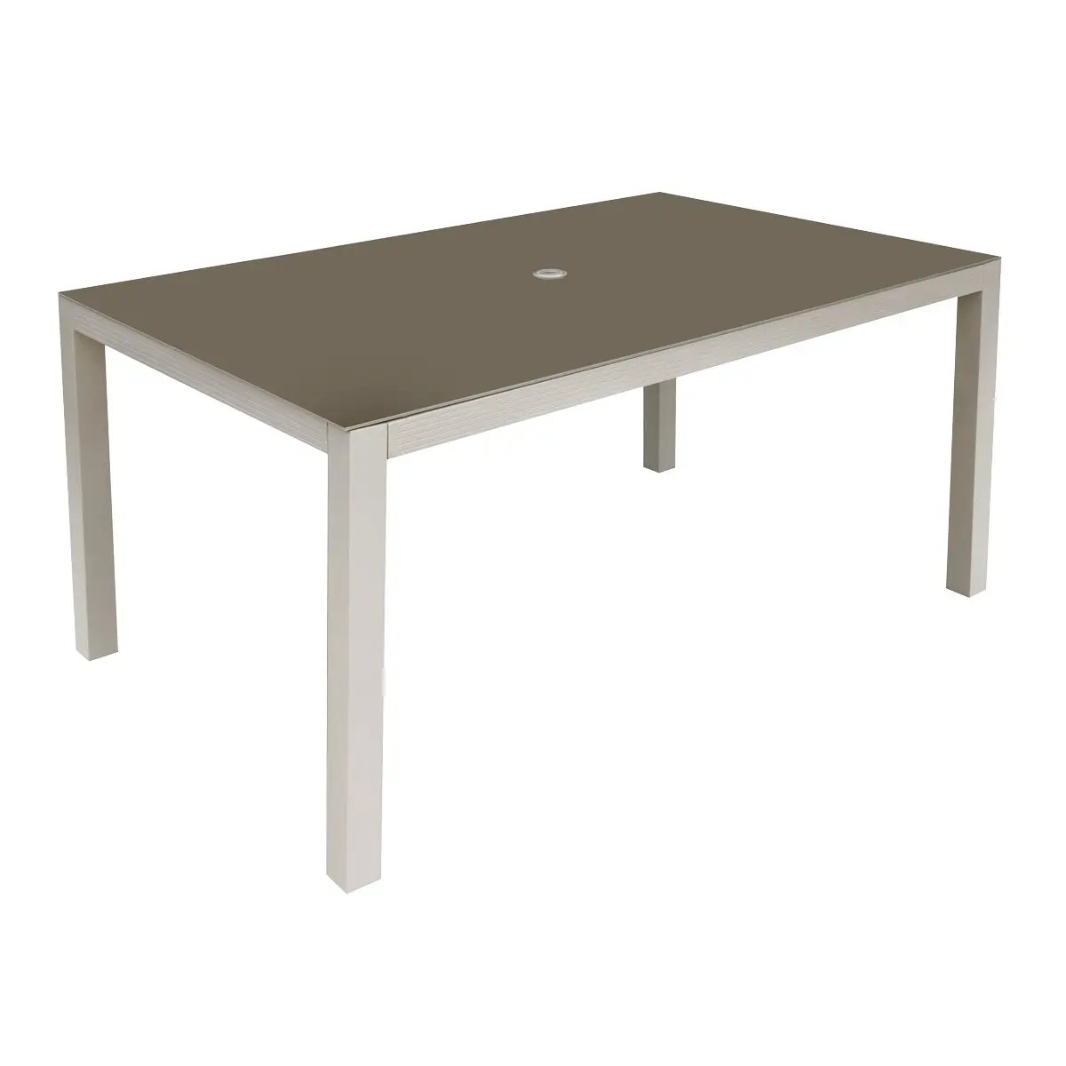 Dellonda DG51 Fusion Aluminium Glass Garden Dining Table with Parasol Hole Light Grey Dellonda