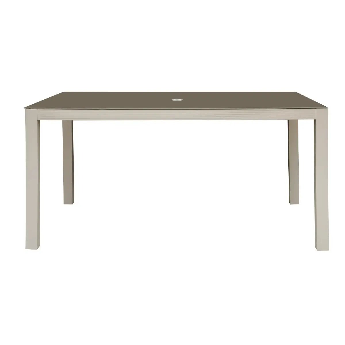 Dellonda DG51 Fusion Aluminium Glass Garden Dining Table with Parasol Hole Light Grey Dellonda
