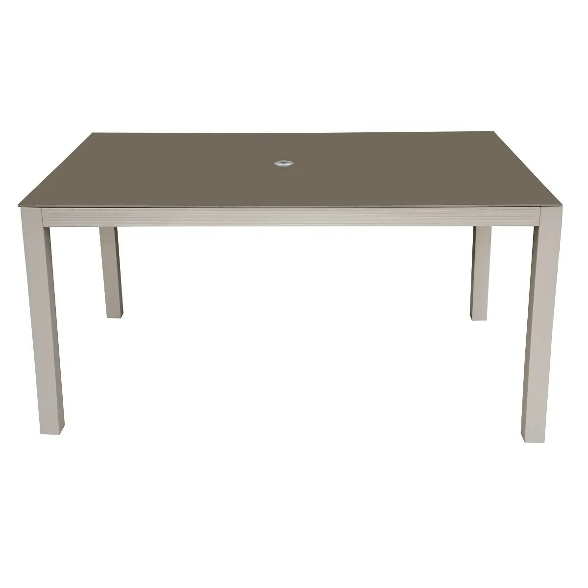 Dellonda DG51 Fusion Aluminium Glass Garden Dining Table with Parasol Hole Light Grey Dellonda