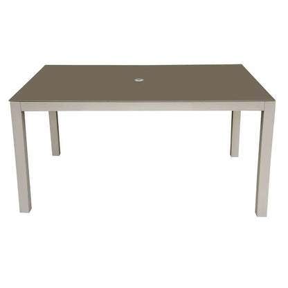 Dellonda DG51 Fusion Aluminium Glass Garden Dining Table with Parasol Hole Light Grey Dellonda