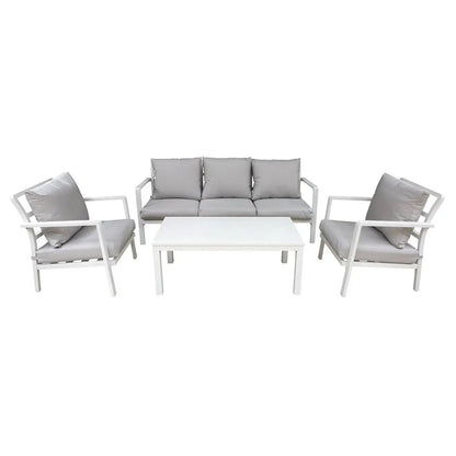 Dellonda DG52 Kyoto 4-Piece Aluminium Outdoor Garden Sofa Arm Chair Coffee Table Set Dellonda
