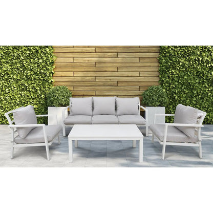 Dellonda DG52 Kyoto 4-Piece Aluminium Outdoor Garden Sofa Arm Chair Coffee Table Set Dellonda