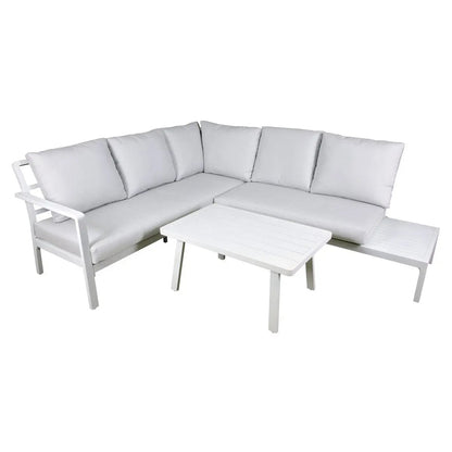 Dellonda DG53 Kyoto White 3-Piece Outdoor Garden Corner Sofa & Coffee Table Set Dellonda