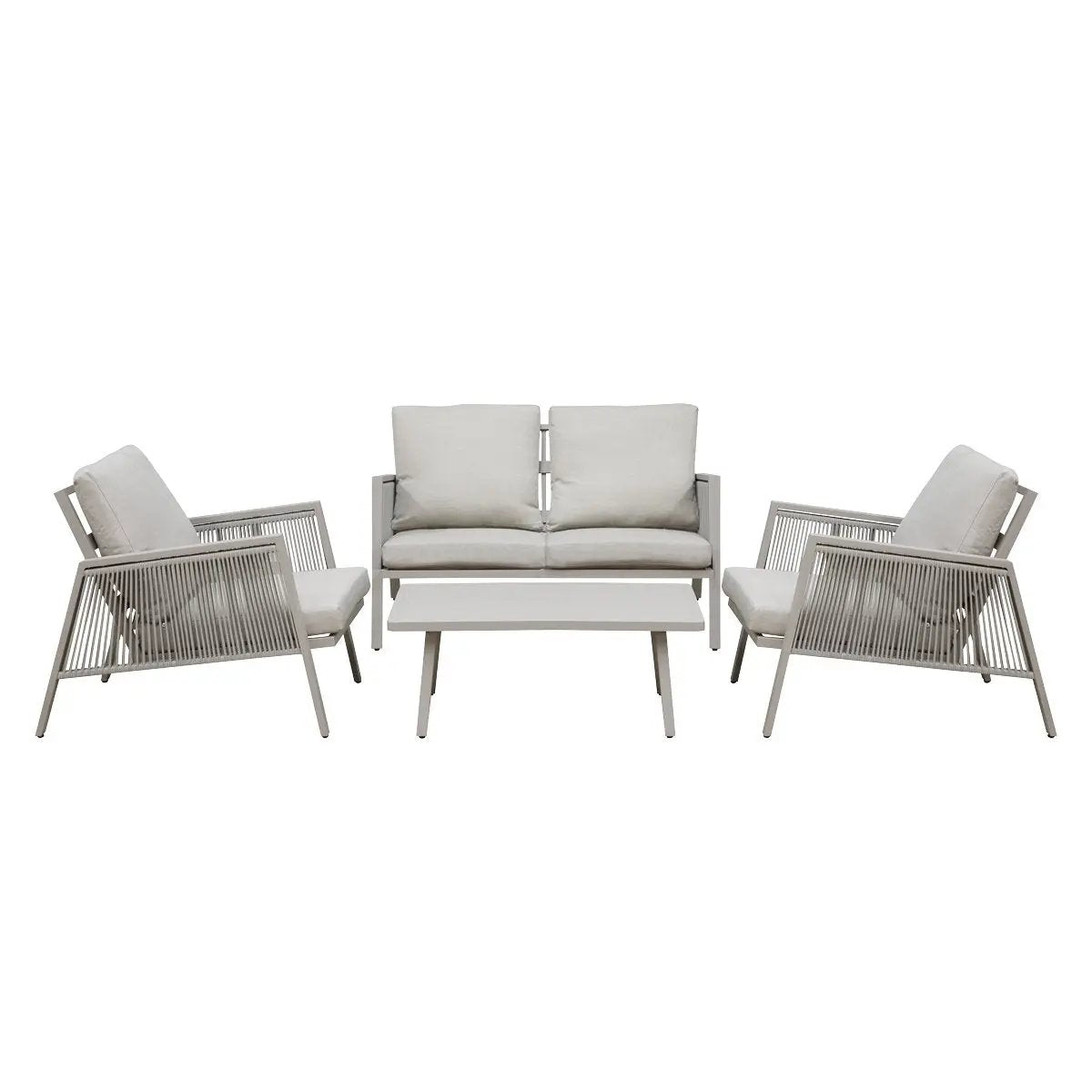 Dellonda DG56 Fusion Aluminium 4-Piece Outdoor Sofa Arm Chairs & Coffee Table Set Dellonda