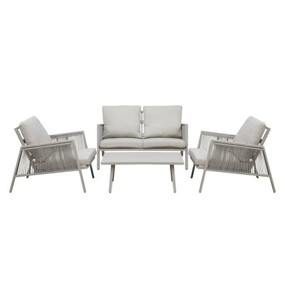 Dellonda DG56 Fusion Aluminium 4-Piece Outdoor Sofa Arm Chairs & Coffee Table Set Dellonda