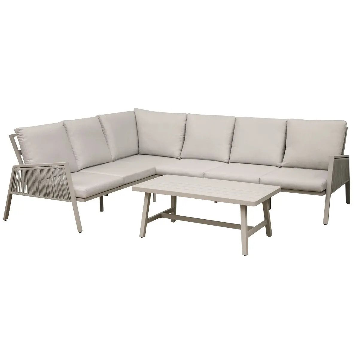 Dellonda DG57 Fusion 4-Piece Outdoor Garden Corner Sofa & Coffee Table Set Aluminium Dellonda