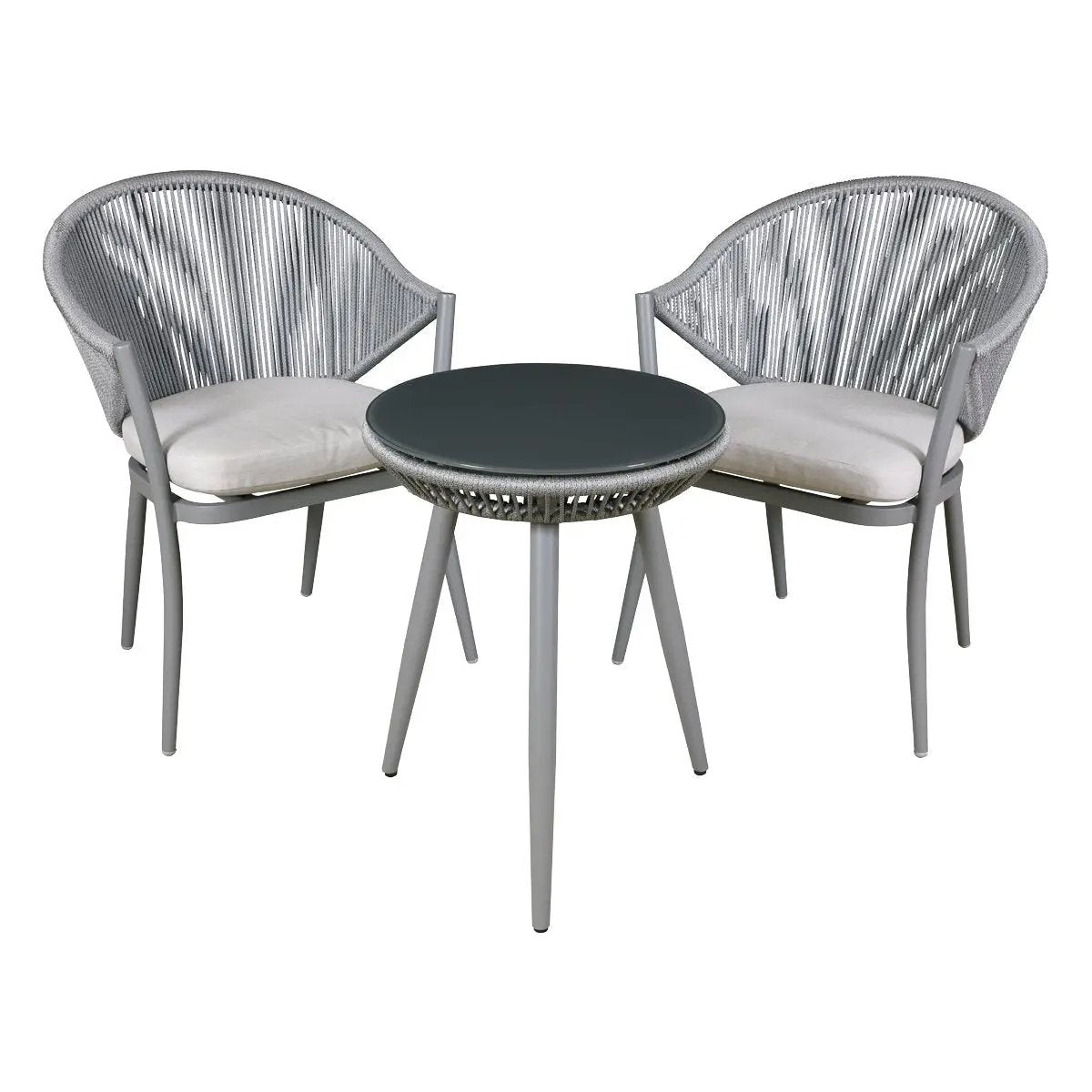 Dellonda DG58 Echo 3pc Aluminium Balcony Set with Tempered Glass Top Dellonda