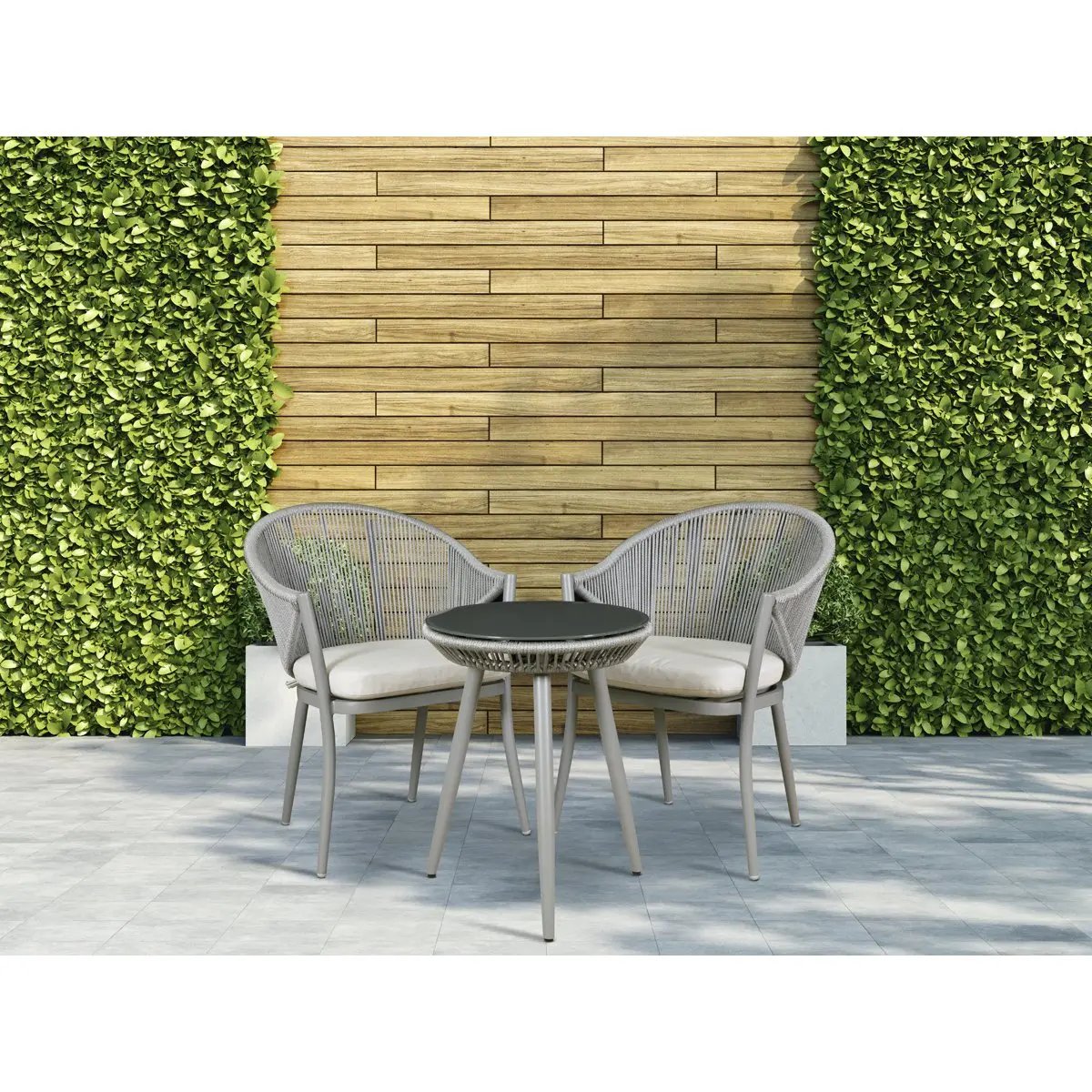 Dellonda DG58 Echo 3pc Aluminium Balcony Set with Tempered Glass Top Dellonda