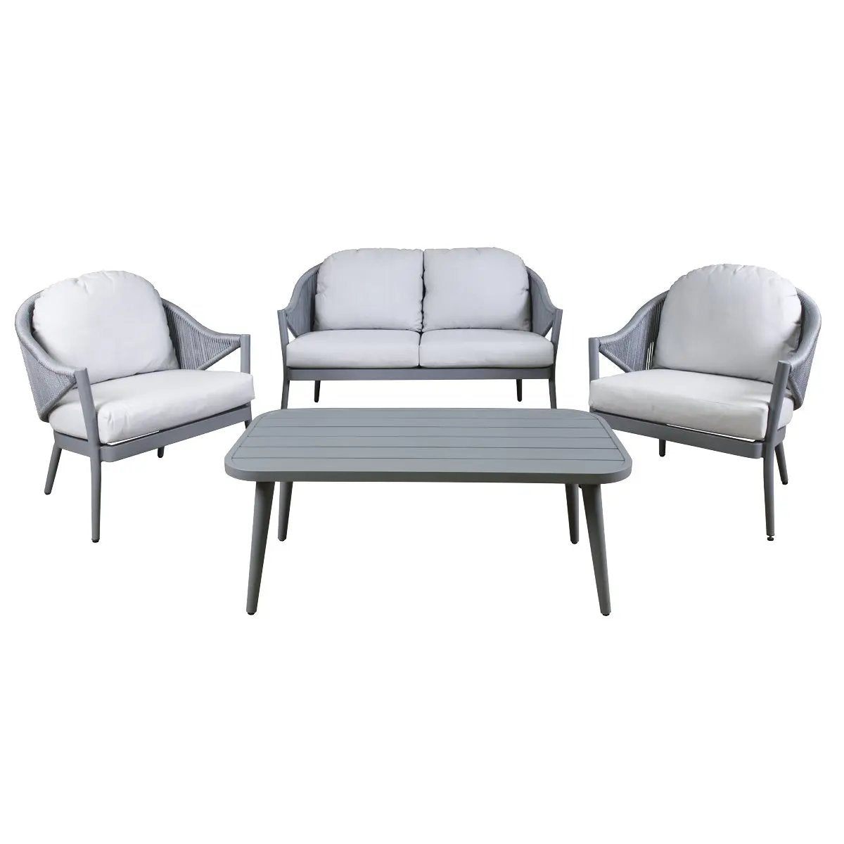 Dellonda DG59 Echo 4-Piece Aluminium Outdoor Garden Sofa Arm Chair & Coffee Table Set Dellonda