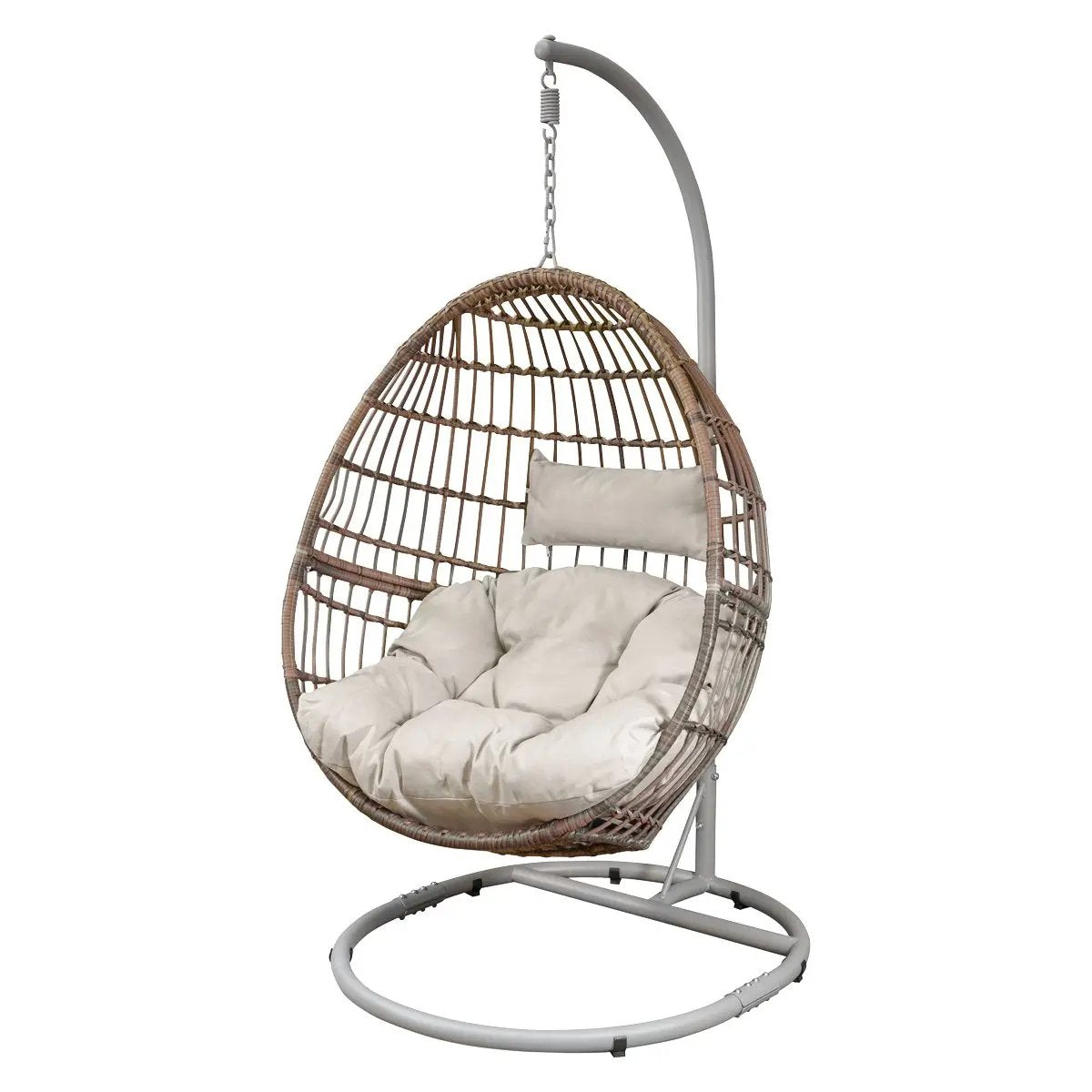 Dellonda DG60 Egg Hanging Swing Chair Wicker Rattan Basket Steel Frame Single Dellonda