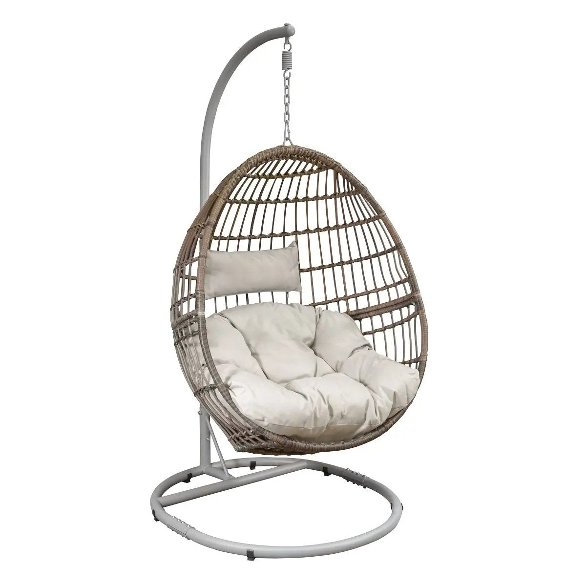 Dellonda DG60 Egg Hanging Swing Chair Wicker Rattan Basket Steel Frame Single Dellonda