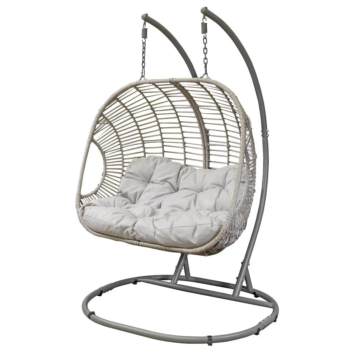 Dellonda DG61 Egg Hanging Swing Chair Wicker Rattan Basket Steel Frame Double Dellonda