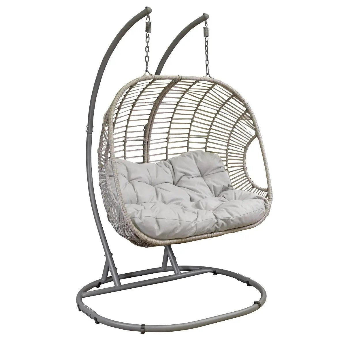 Dellonda DG61 Egg Hanging Swing Chair Wicker Rattan Basket Steel Frame Double Dellonda