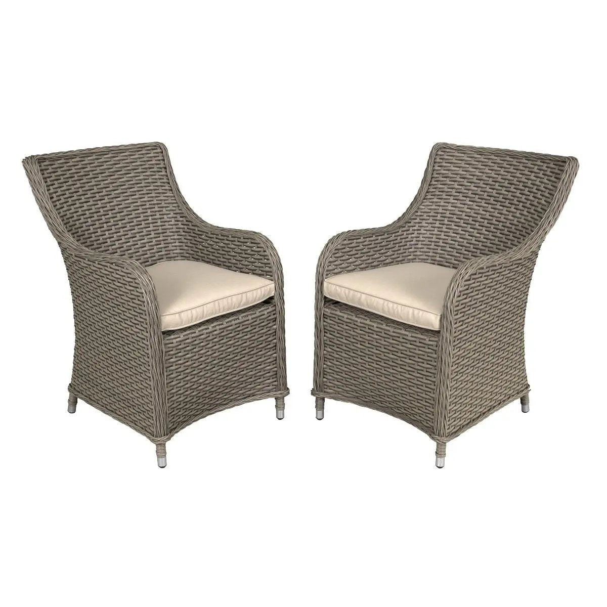Dellonda DG64 Chester Rattan Wicker Garden Dining Chairs with Cushion Brown Dellonda