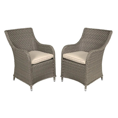 Dellonda DG64 Chester Rattan Wicker Garden Dining Chairs with Cushion Brown Dellonda