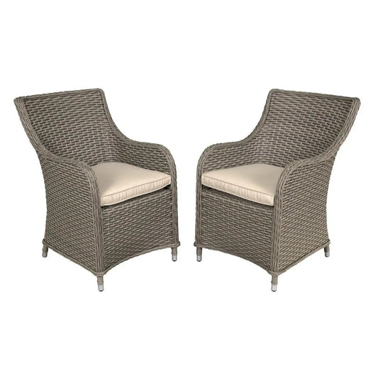 Dellonda DG64 Chester Rattan Wicker Garden Dining Chairs with Cushion Brown Dellonda